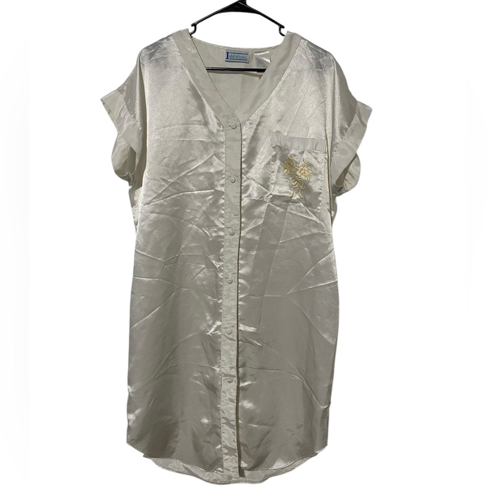 Inhibitions Vintage Satin Nightgown Shirt Dress